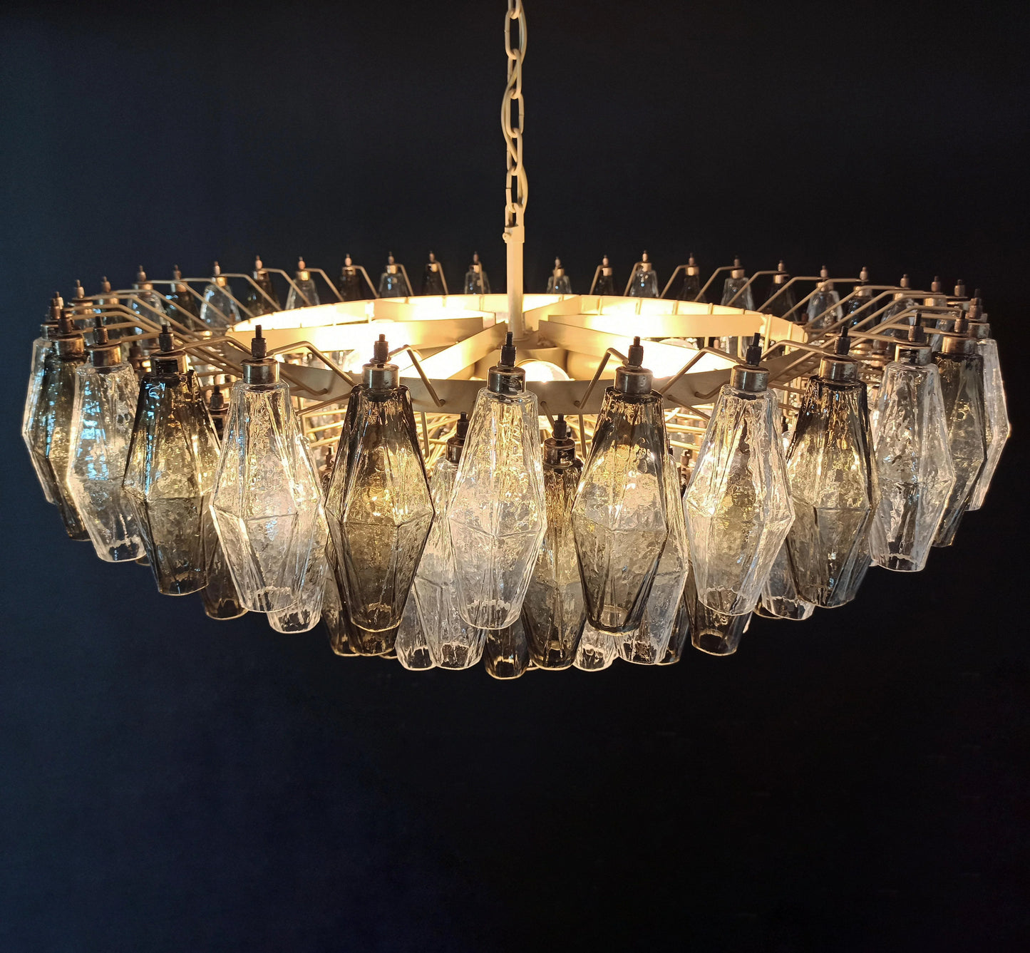 Murano Faceted Transparent Smoked Glass Chandelier - Nuvé