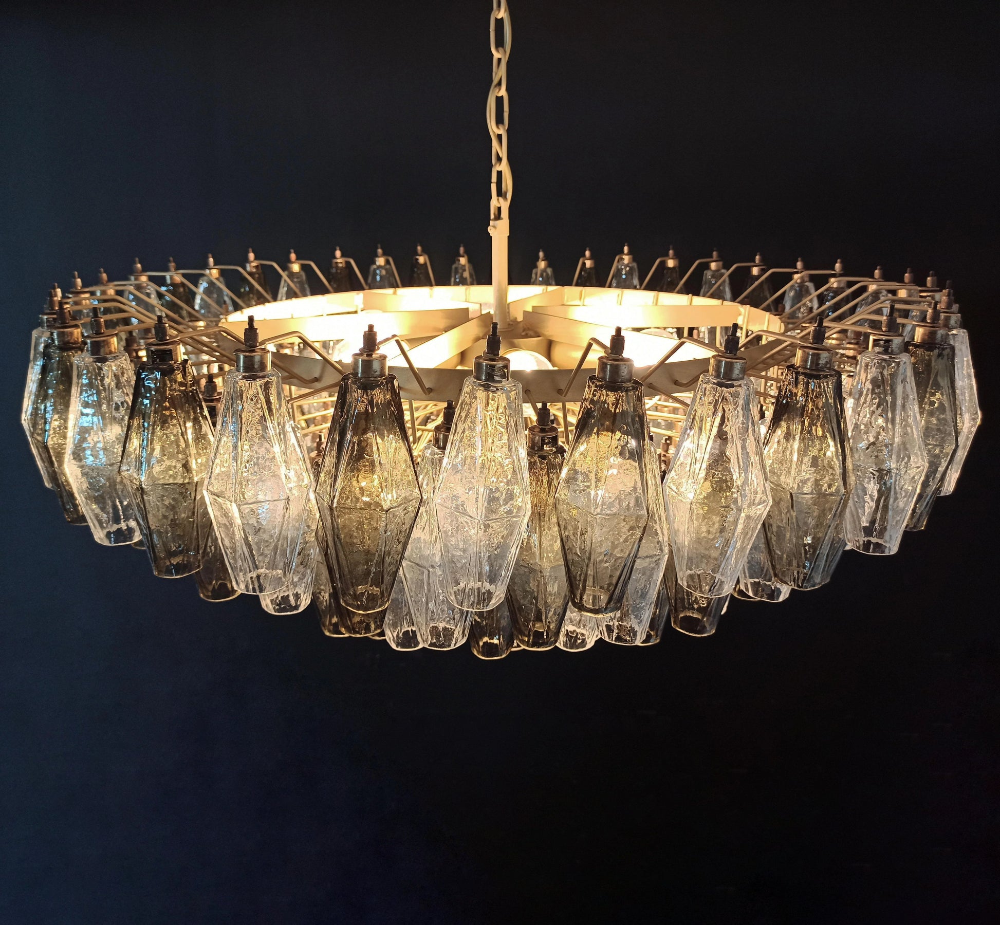 Murano Faceted Transparent Smoked Glass Chandelier - Nuvé