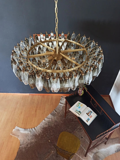 Murano Faceted Transparent Smoked Glass Chandelier - Nuvé