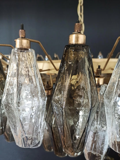 Murano Faceted Transparent Smoked Glass Chandelier - Nuvé