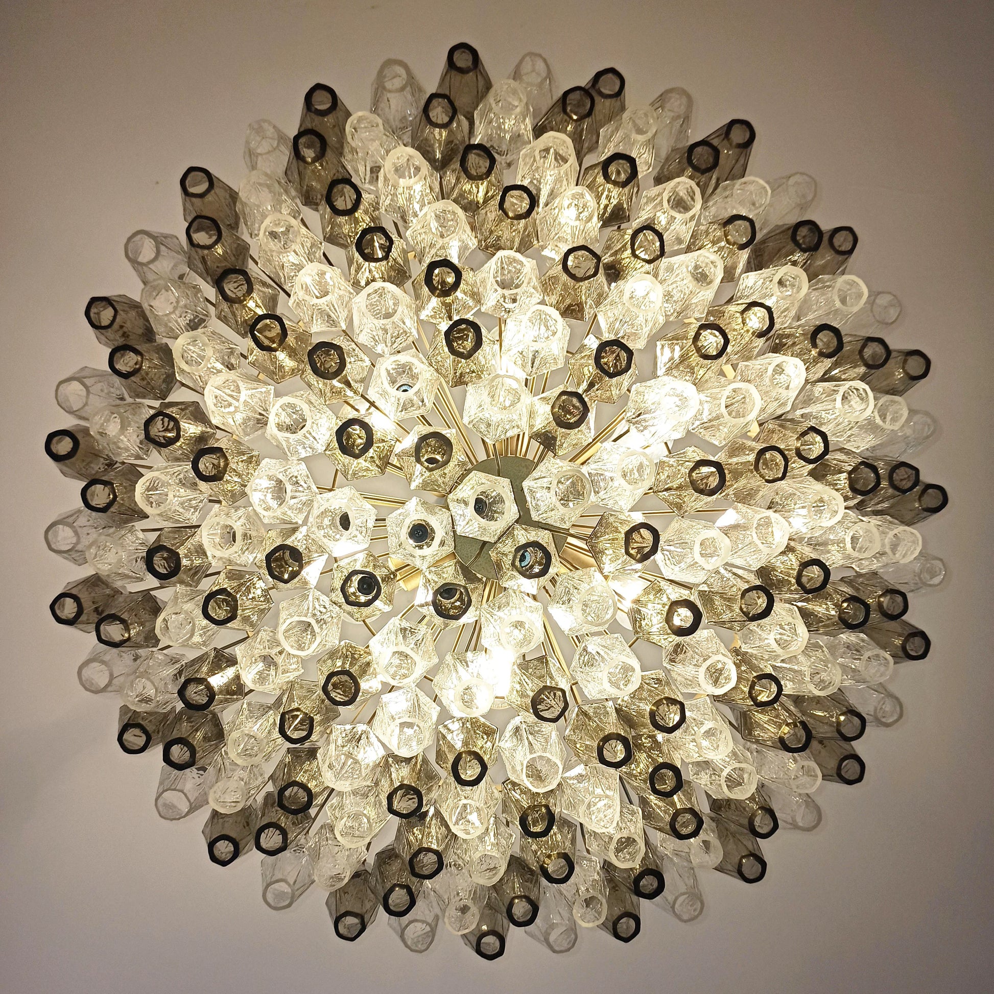 Murano Faceted Transparent Smoked Glass Chandelier - Nuvé