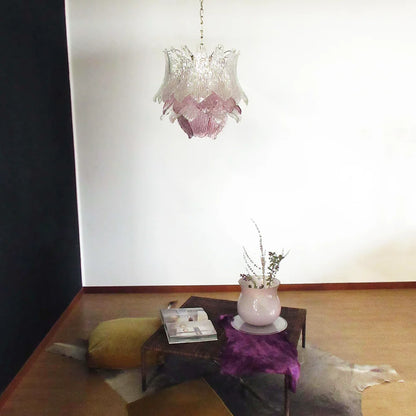 Vintage Murano Transparent Amethyst Glass Chandelier - Nuvé