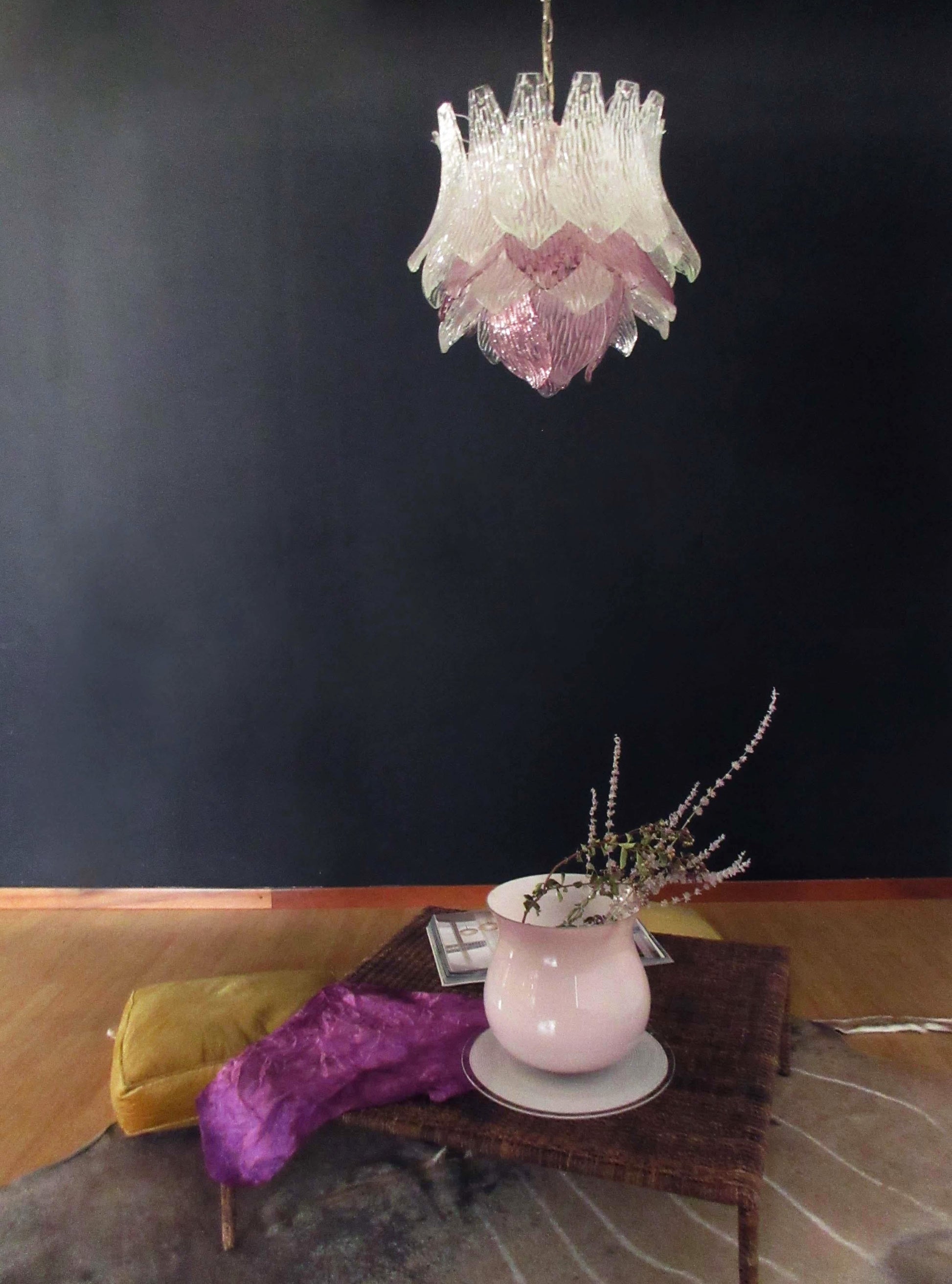 Vintage Murano Transparent Amethyst Glass Chandelier - Nuvé