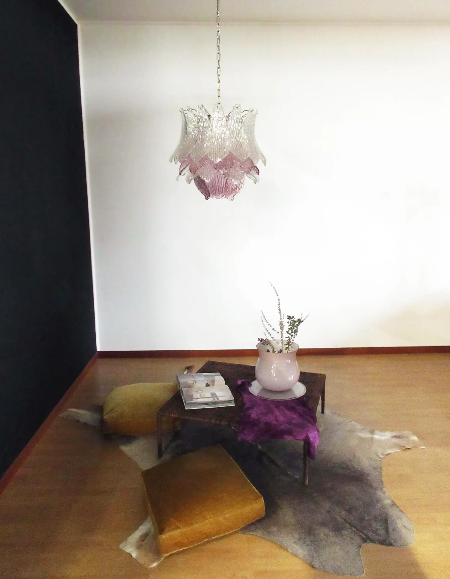 Vintage Murano Transparent Amethyst Glass Chandelier - Nuvé