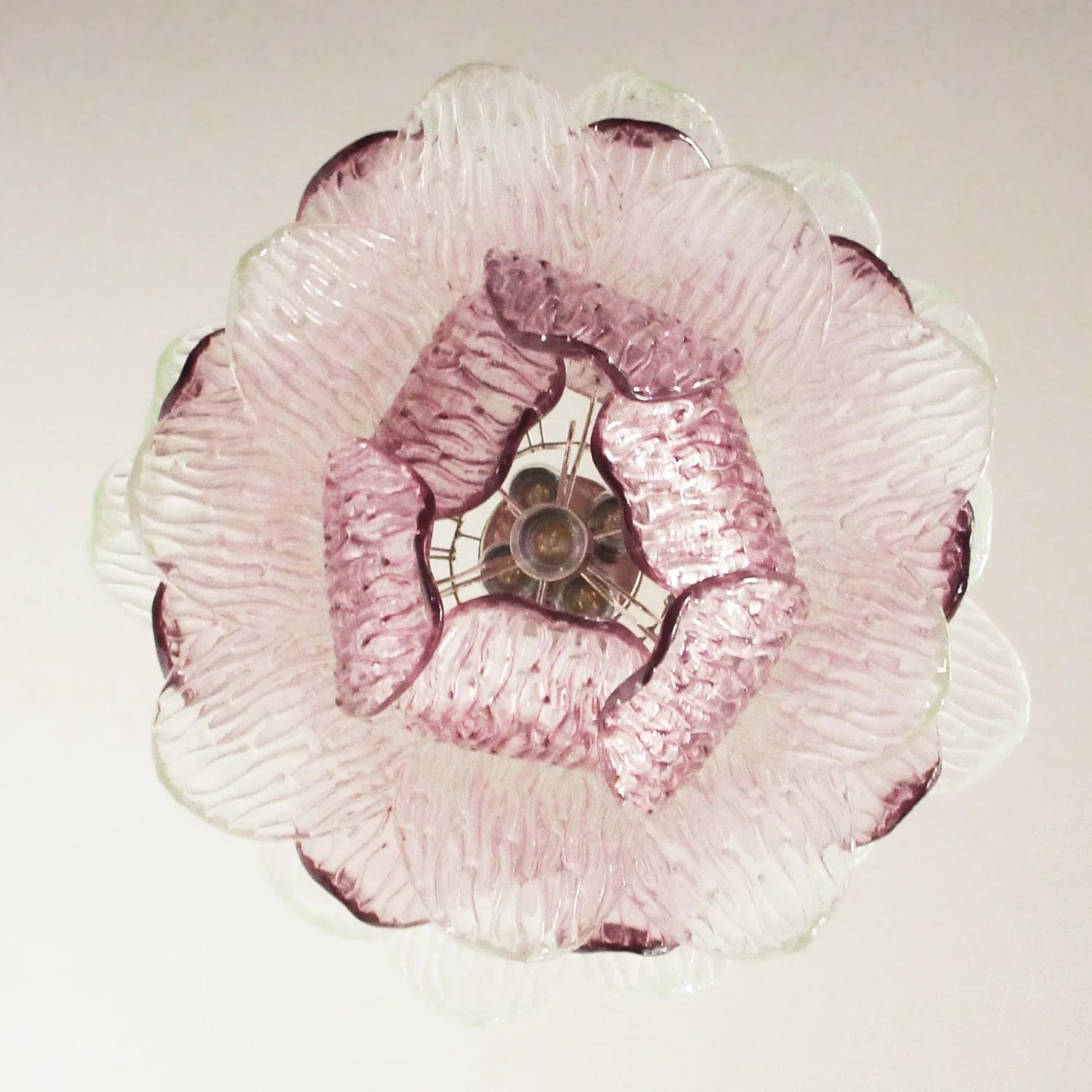 Vintage Murano Transparent Amethyst Glass Chandelier - Nuvé