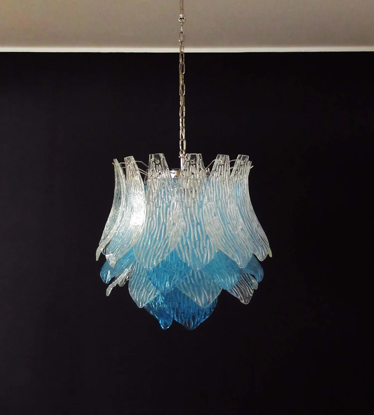 Vintage Murano Transparent Blue Glass Chandelier - Nuvé