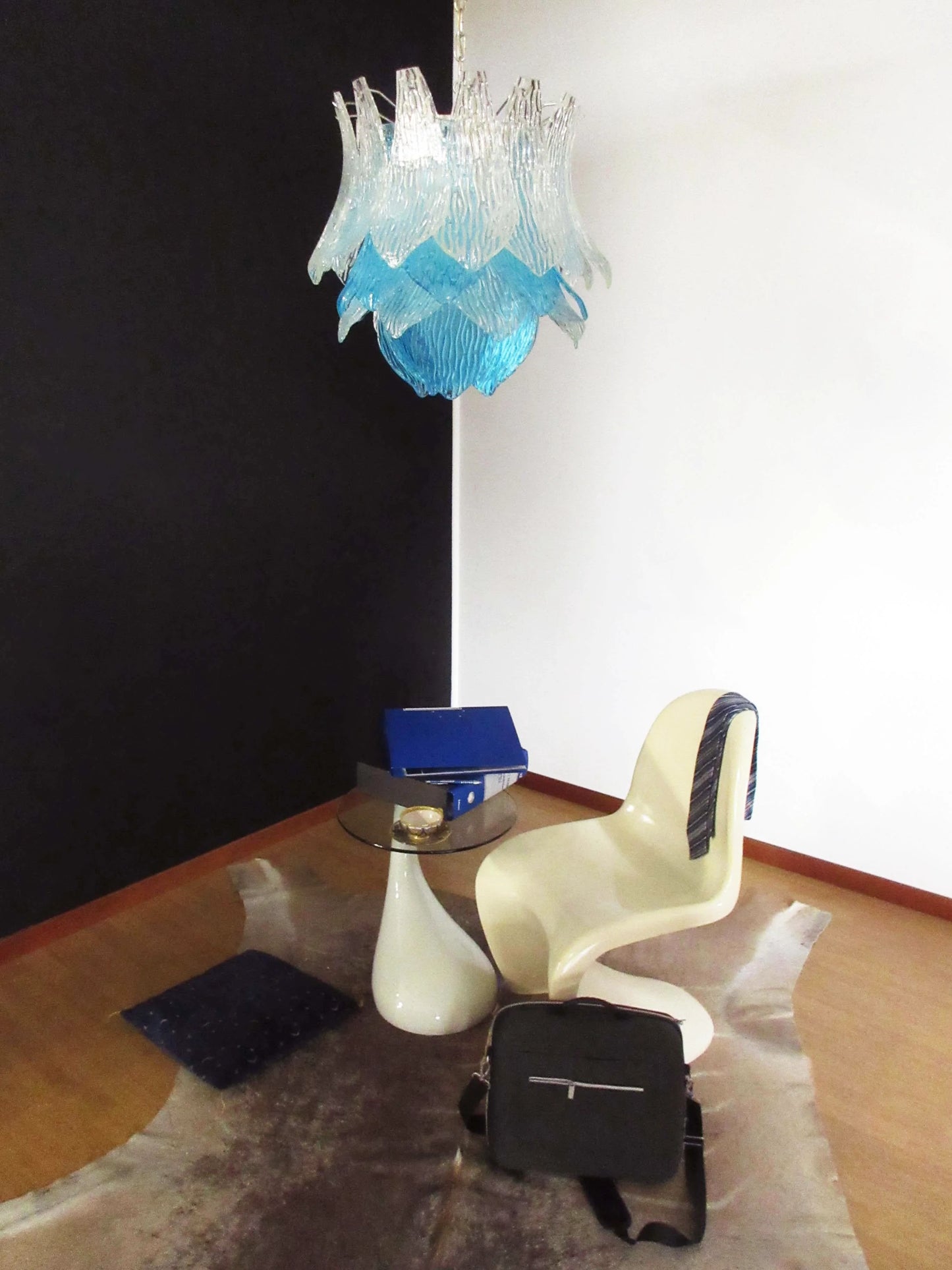 Vintage Murano Transparent Blue Glass Chandelier - Nuvé