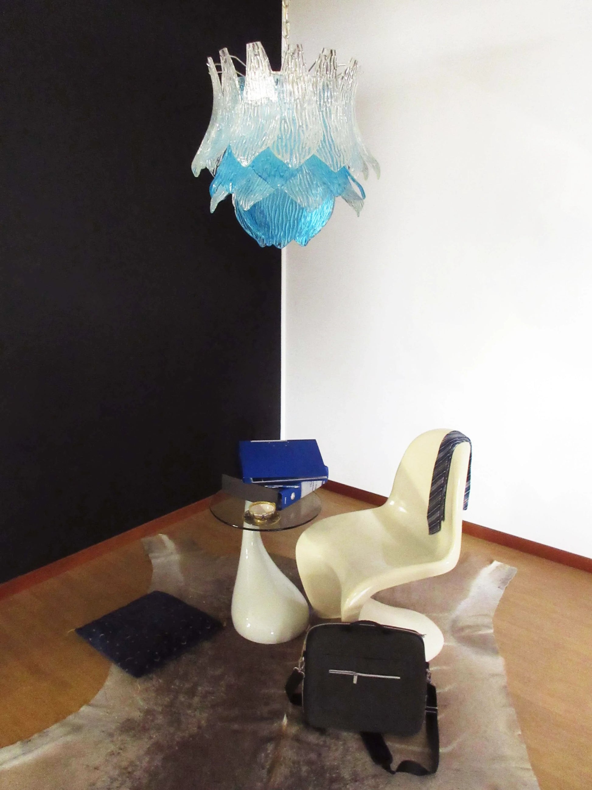 Vintage Murano Transparent Blue Glass Chandelier - Nuvé