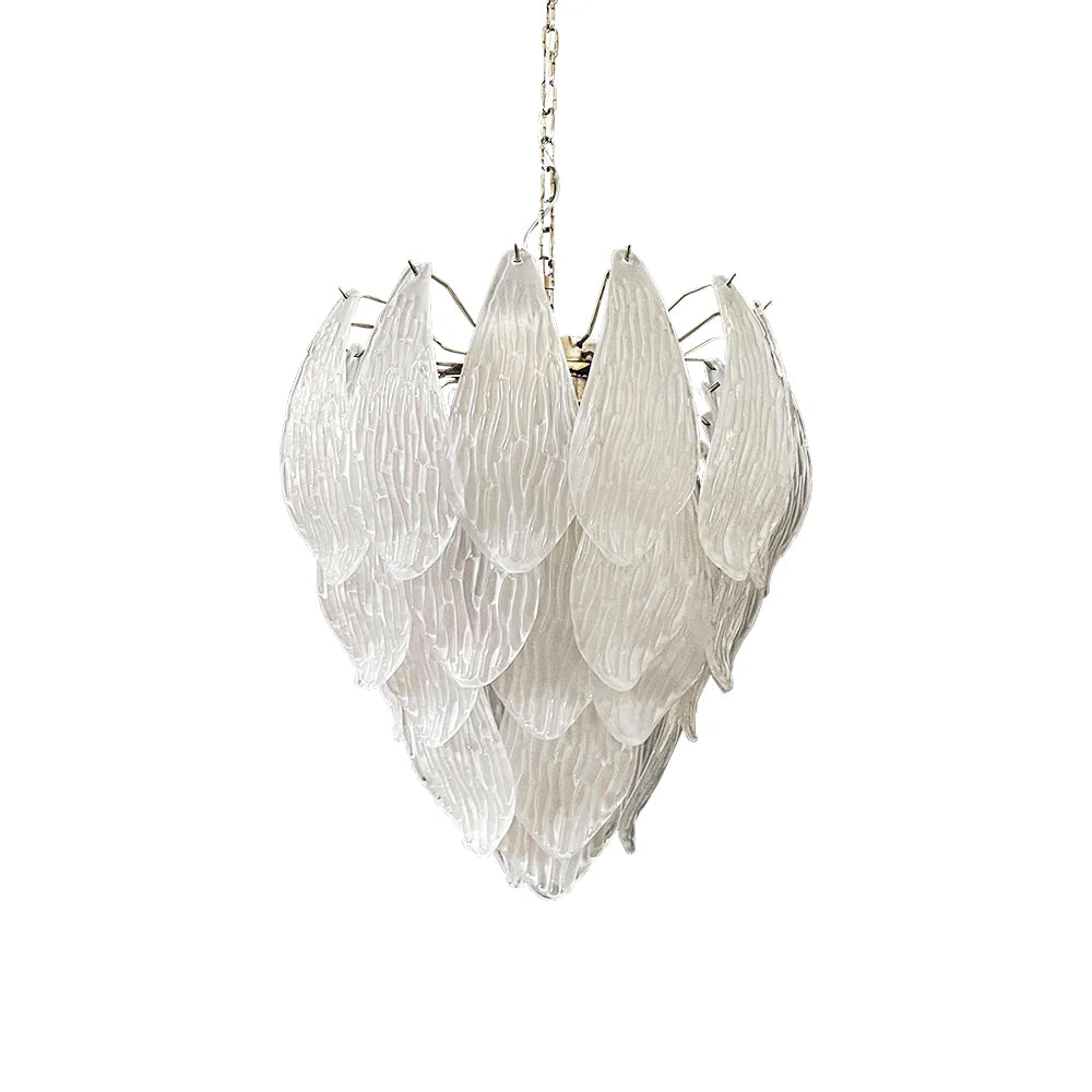 Murano Frosted Carved Glass Leaves Chandelier - Nuvé