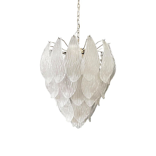 Murano Frosted Carved Glass Leaves Chandelier - Nuvé