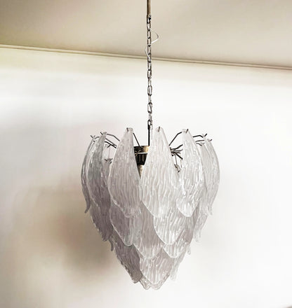 Murano Frosted Carved Glass Leaves Chandelier - Nuvé