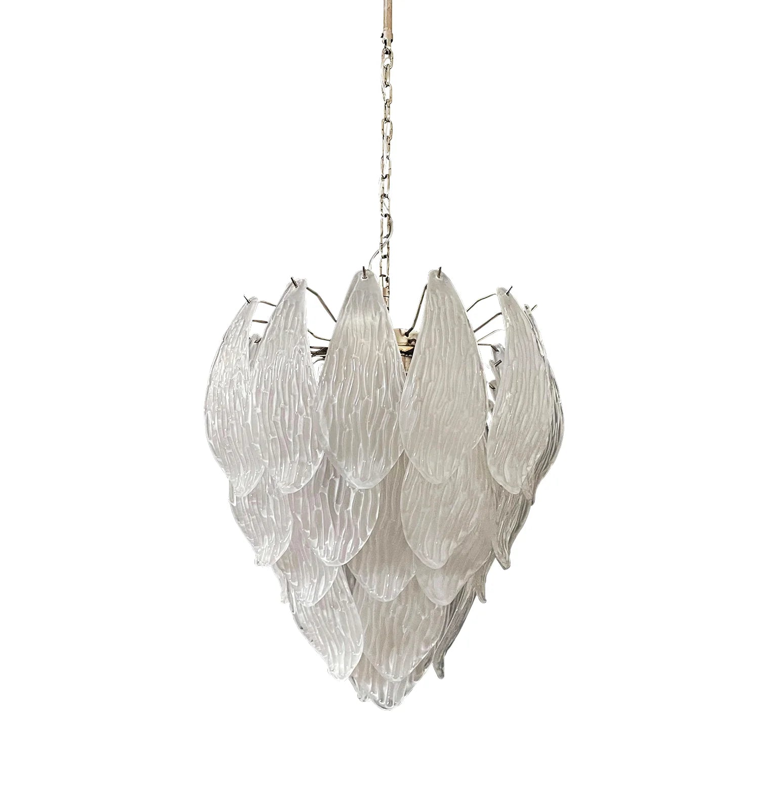 Murano Frosted Carved Glass Leaves Chandelier - Nuvé