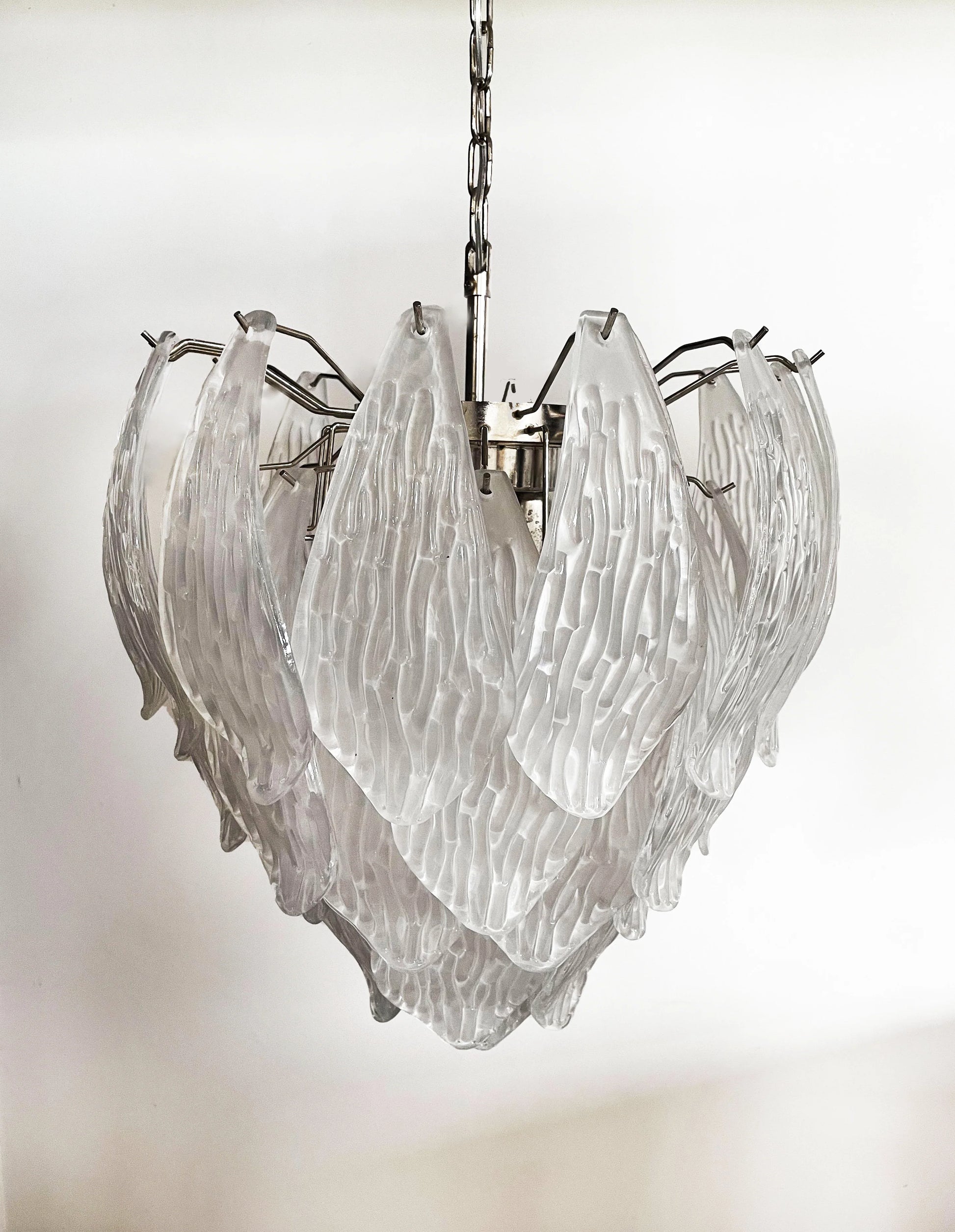 Murano Frosted Carved Glass Leaves Chandelier - Nuvé
