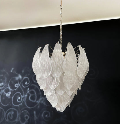 Murano Frosted Carved Glass Leaves Chandelier - Nuvé