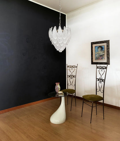 Murano Frosted Carved Glass Leaves Chandelier - Nuvé