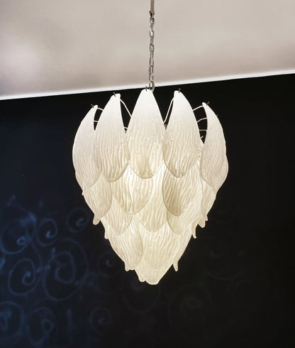 Murano Frosted Carved Glass Leaves Chandelier - Nuvé