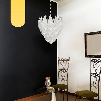 Murano Frosted Carved Glass Leaves Chandelier - Nuvé