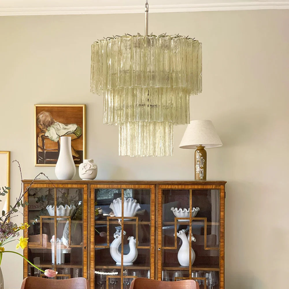 Murano Honey Glass Tube Chandelier - Nuvé