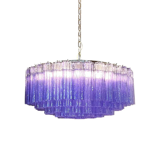 Murano Large Amethyst Glass Tube Chandelier - Nuvé