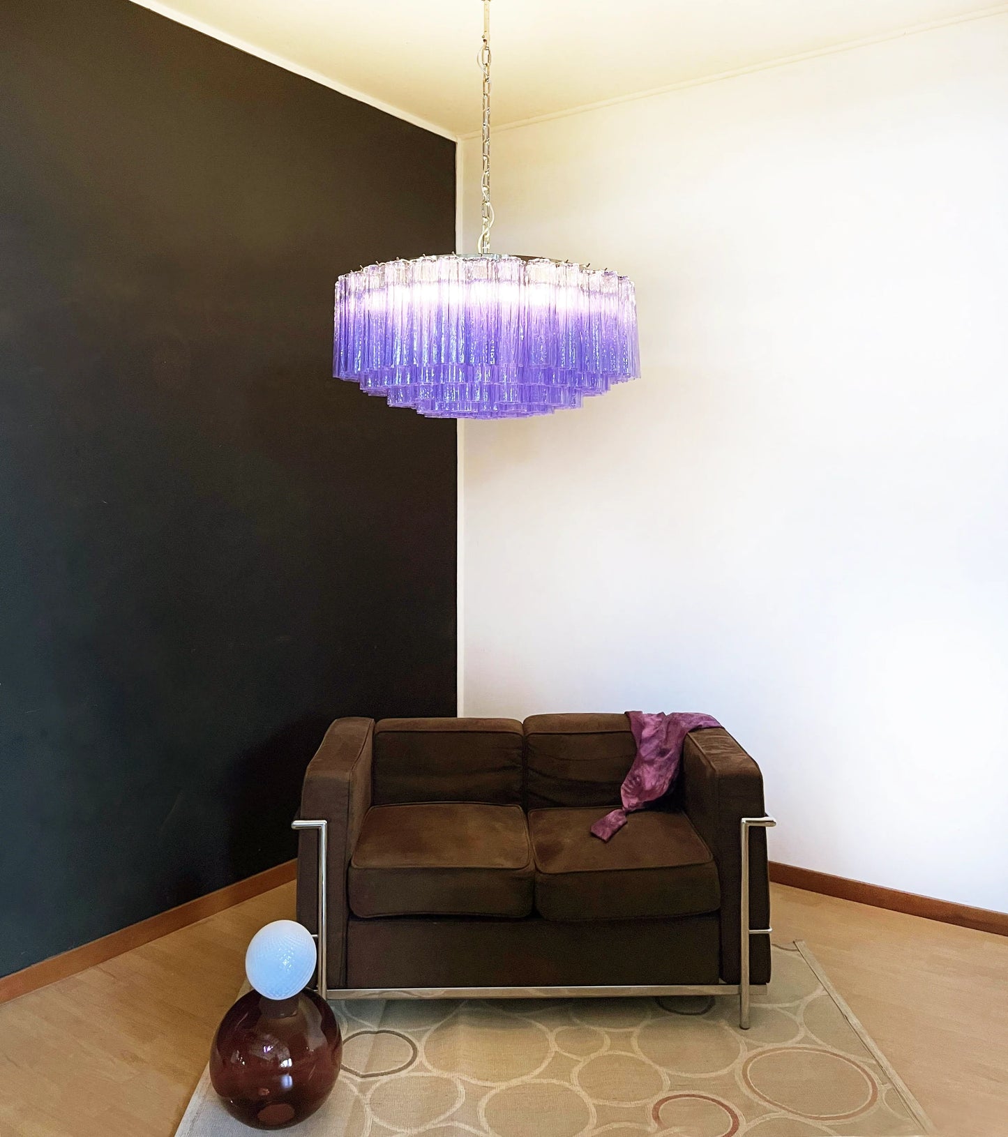 Murano Large Amethyst Glass Tube Chandelier - Nuvé