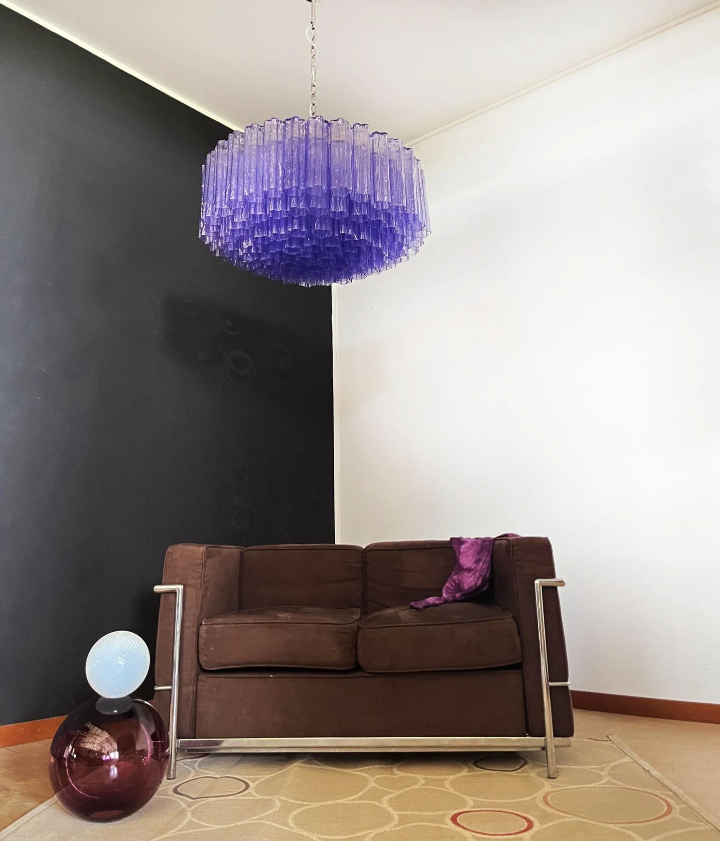 Murano Large Amethyst Glass Tube Chandelier - Nuvé