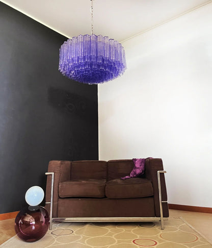 Murano Large Amethyst Glass Tube Chandelier - Nuvé