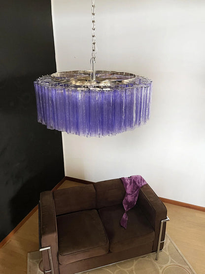Murano Large Amethyst Glass Tube Chandelier - Nuvé