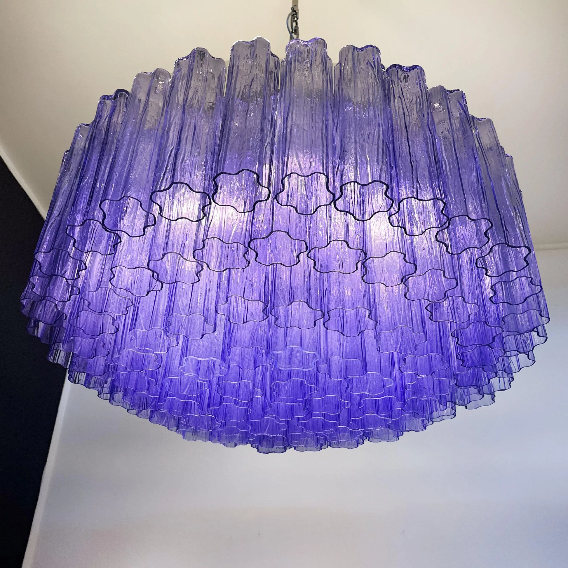 Murano Large Amethyst Glass Tube Chandelier - Nuvé