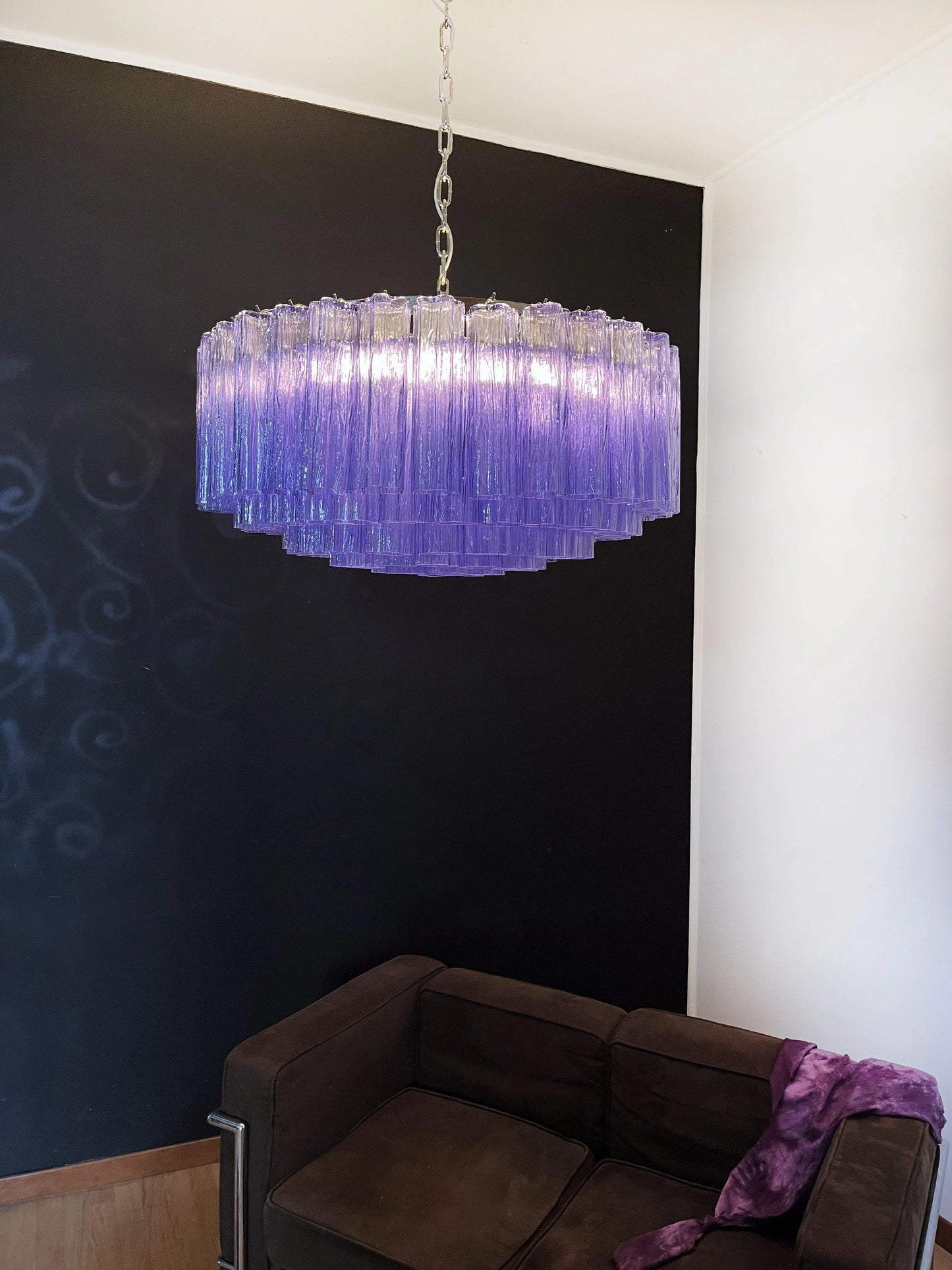 Murano Large Amethyst Glass Tube Chandelier - Nuvé
