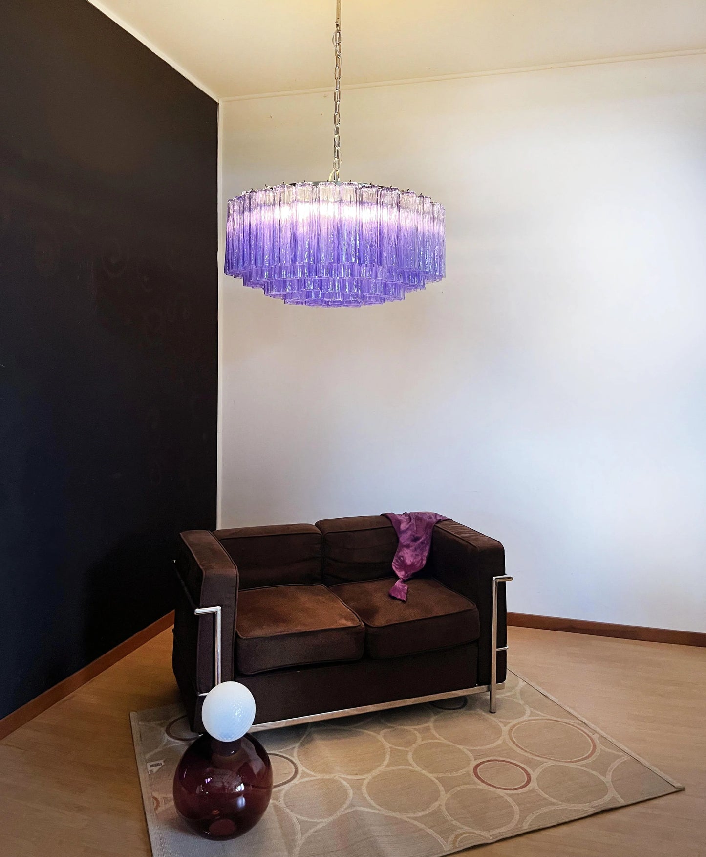 Murano Large Amethyst Glass Tube Chandelier - Nuvé
