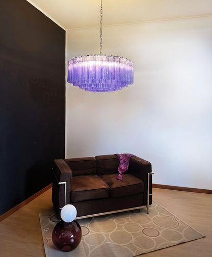 Murano Large Amethyst Glass Tube Chandelier - Nuvé
