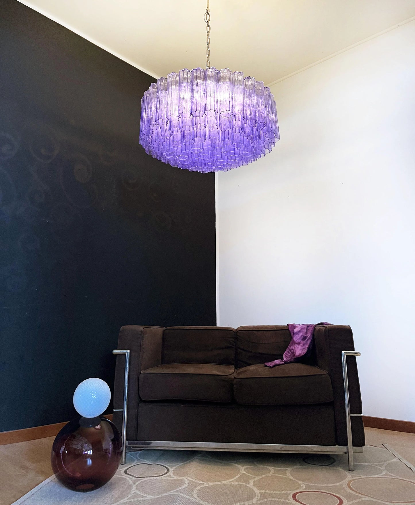 Murano Large Amethyst Glass Tube Chandelier - Nuvé