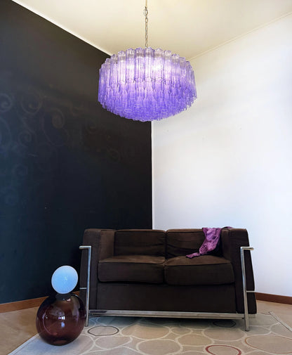 Murano Large Amethyst Glass Tube Chandelier - Nuvé