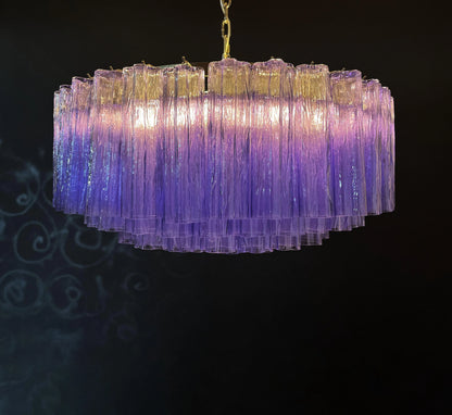 Murano Large Amethyst Glass Tube Chandelier - Nuvé