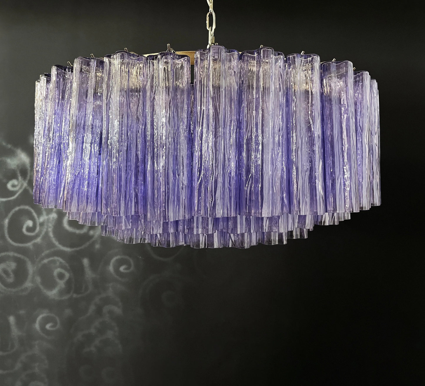 Murano Large Amethyst Glass Tube Chandelier - Nuvé