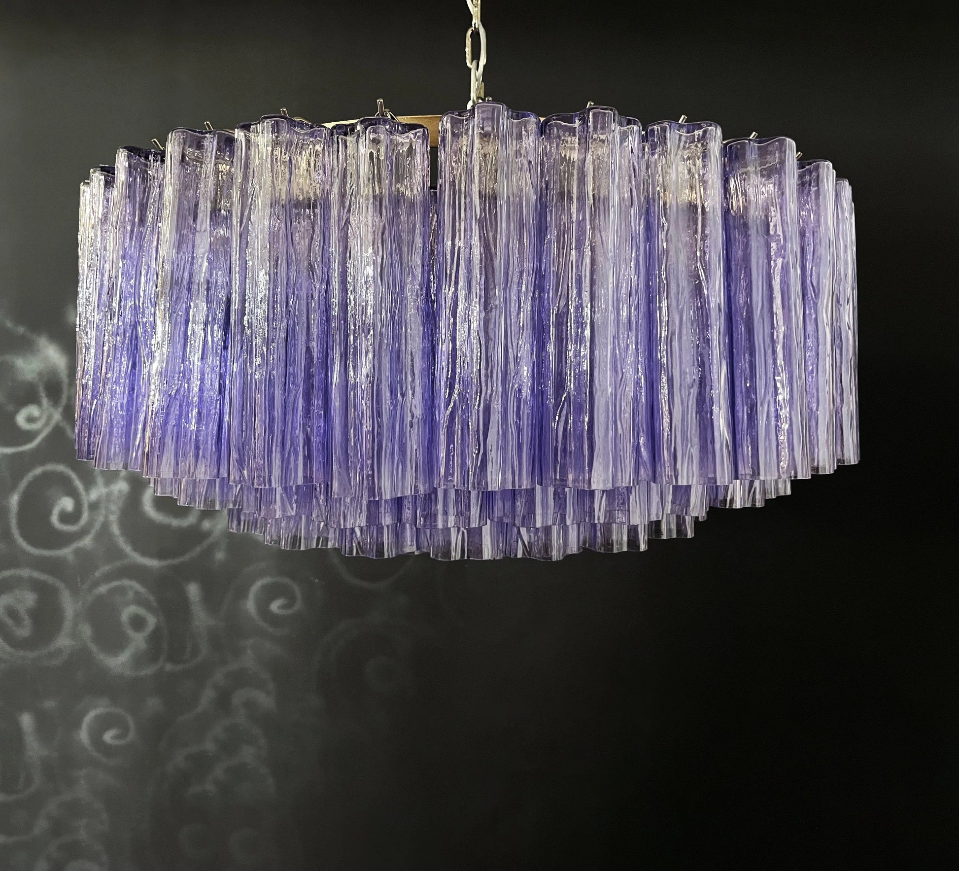 Murano Large Amethyst Glass Tube Chandelier - Nuvé