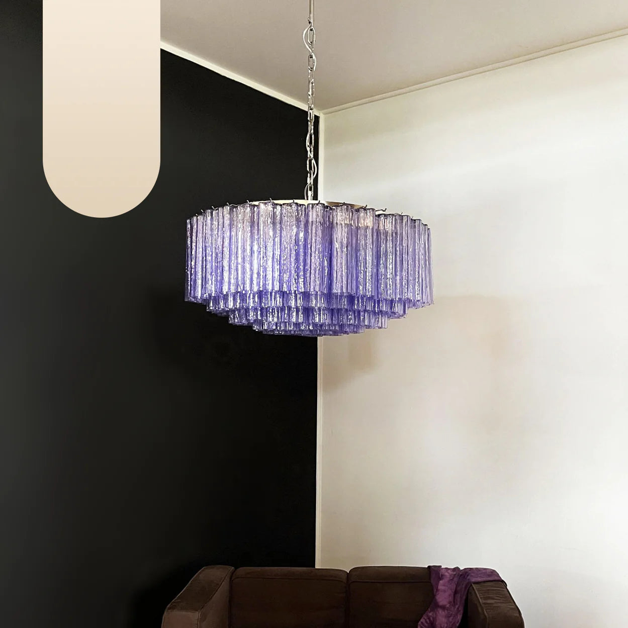 Murano Large Amethyst Glass Tube Chandelier - Nuvé
