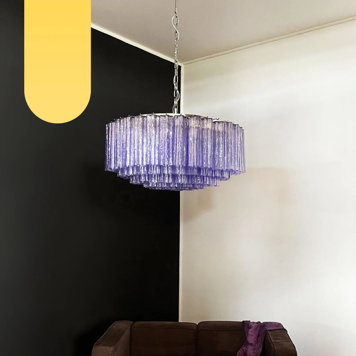 Murano Large Amethyst Glass Tube Chandelier - Nuvé