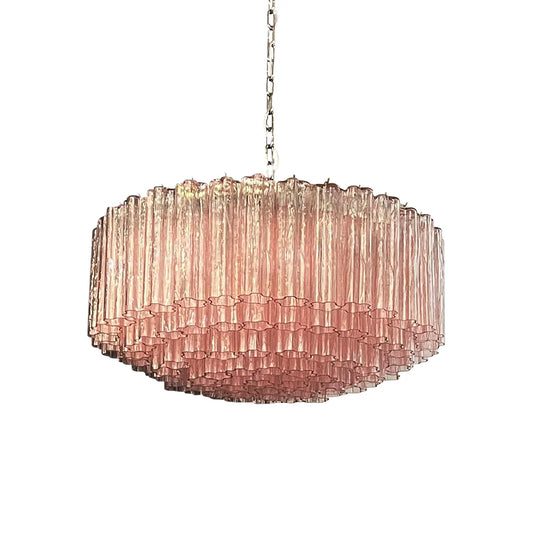 Murano Large Pink Glass Tube Chandelier - Nuvé