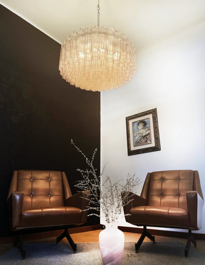 Murano Large Pink Glass Tube Chandelier - Nuvé