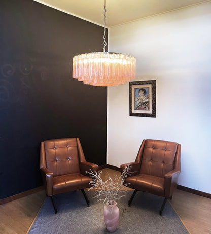 Murano Large Pink Glass Tube Chandelier - Nuvé