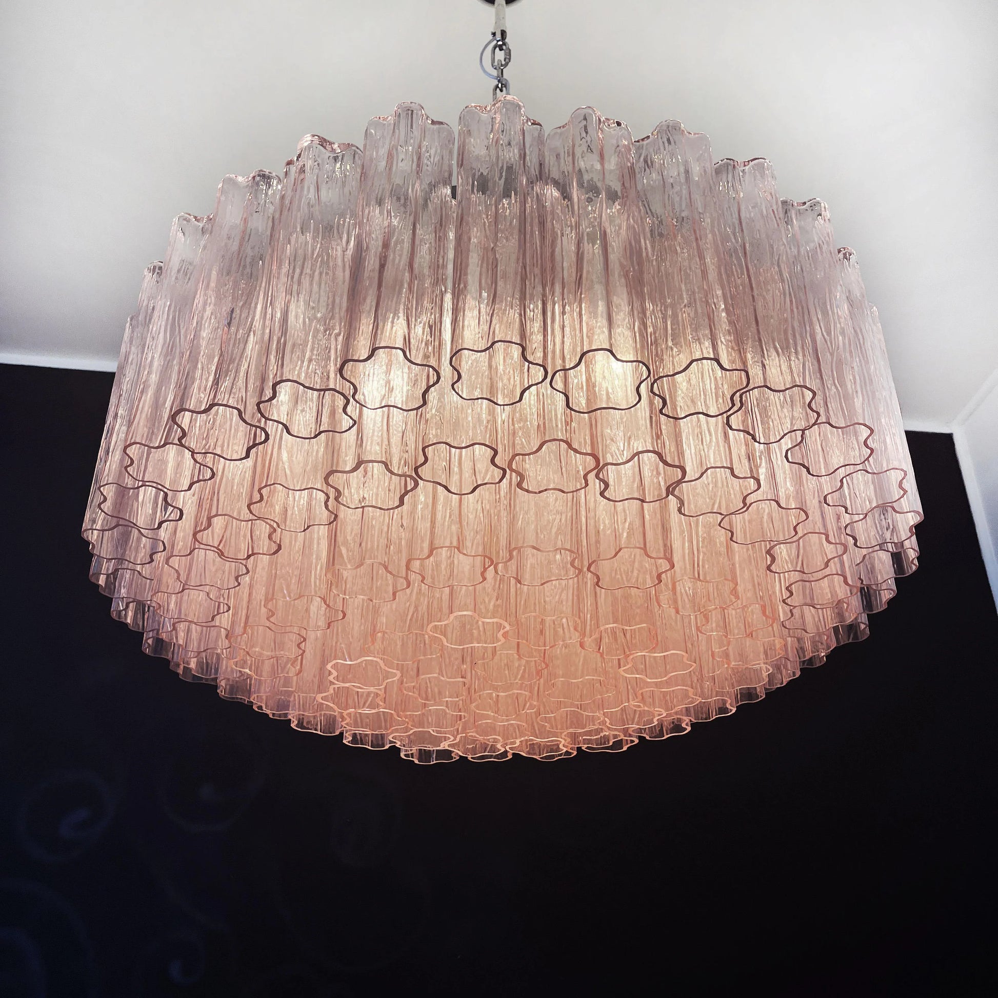 Murano Large Pink Glass Tube Chandelier - Nuvé