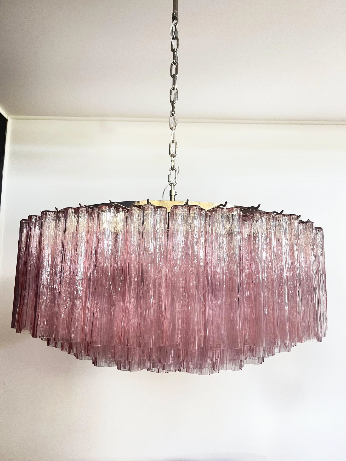 Murano Large Pink Glass Tube Chandelier - Nuvé
