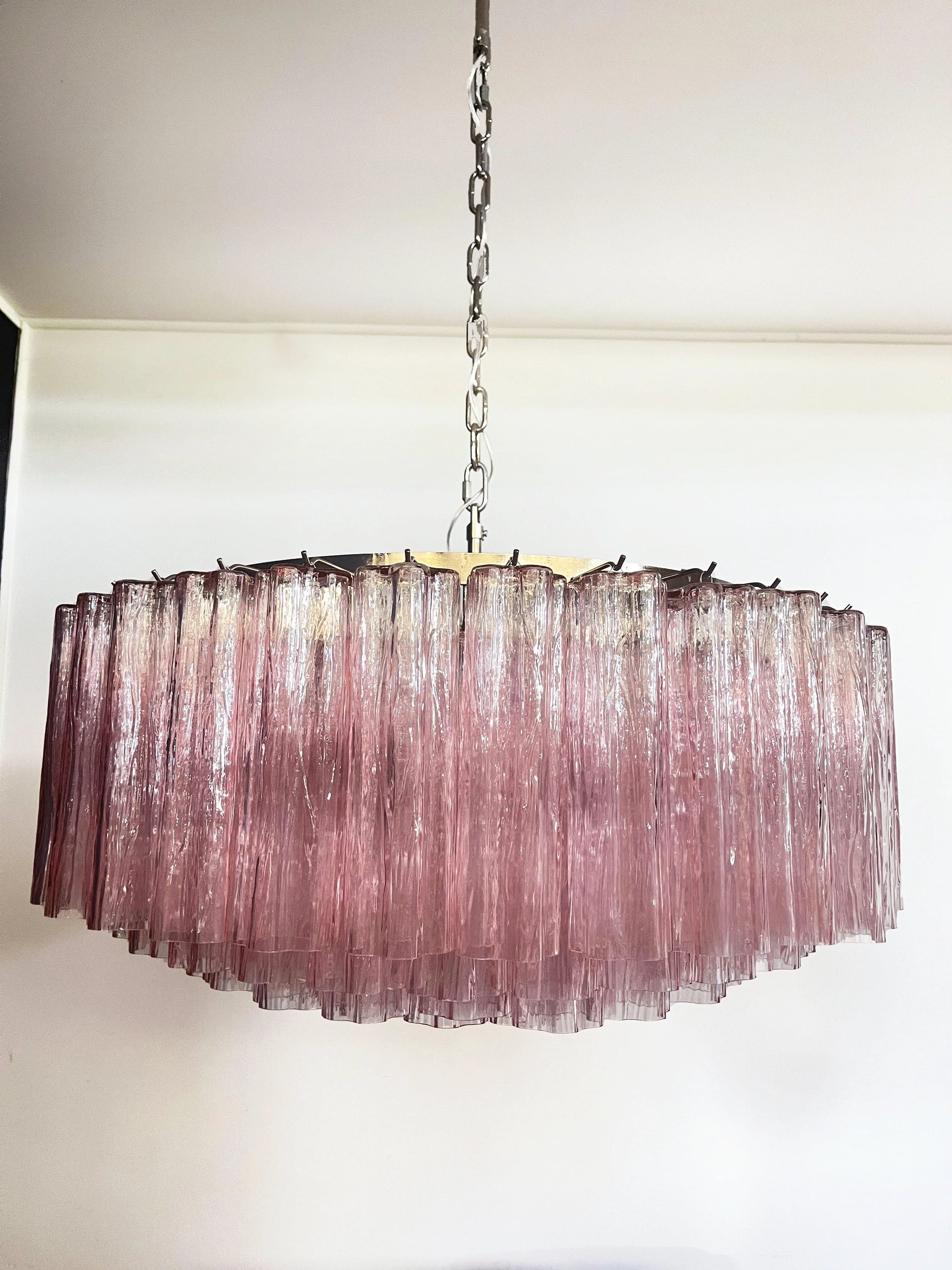 Murano Large Pink Glass Tube Chandelier - Nuvé