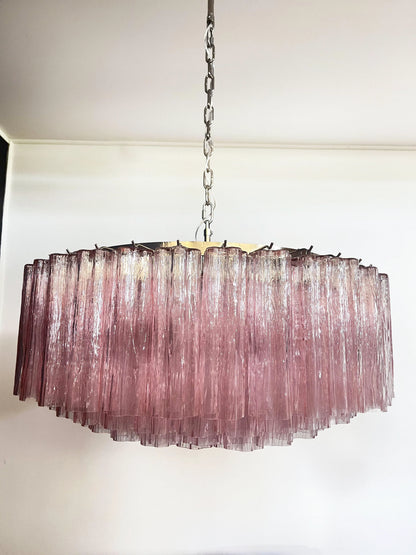Murano Large Pink Glass Tube Chandelier - Nuvé