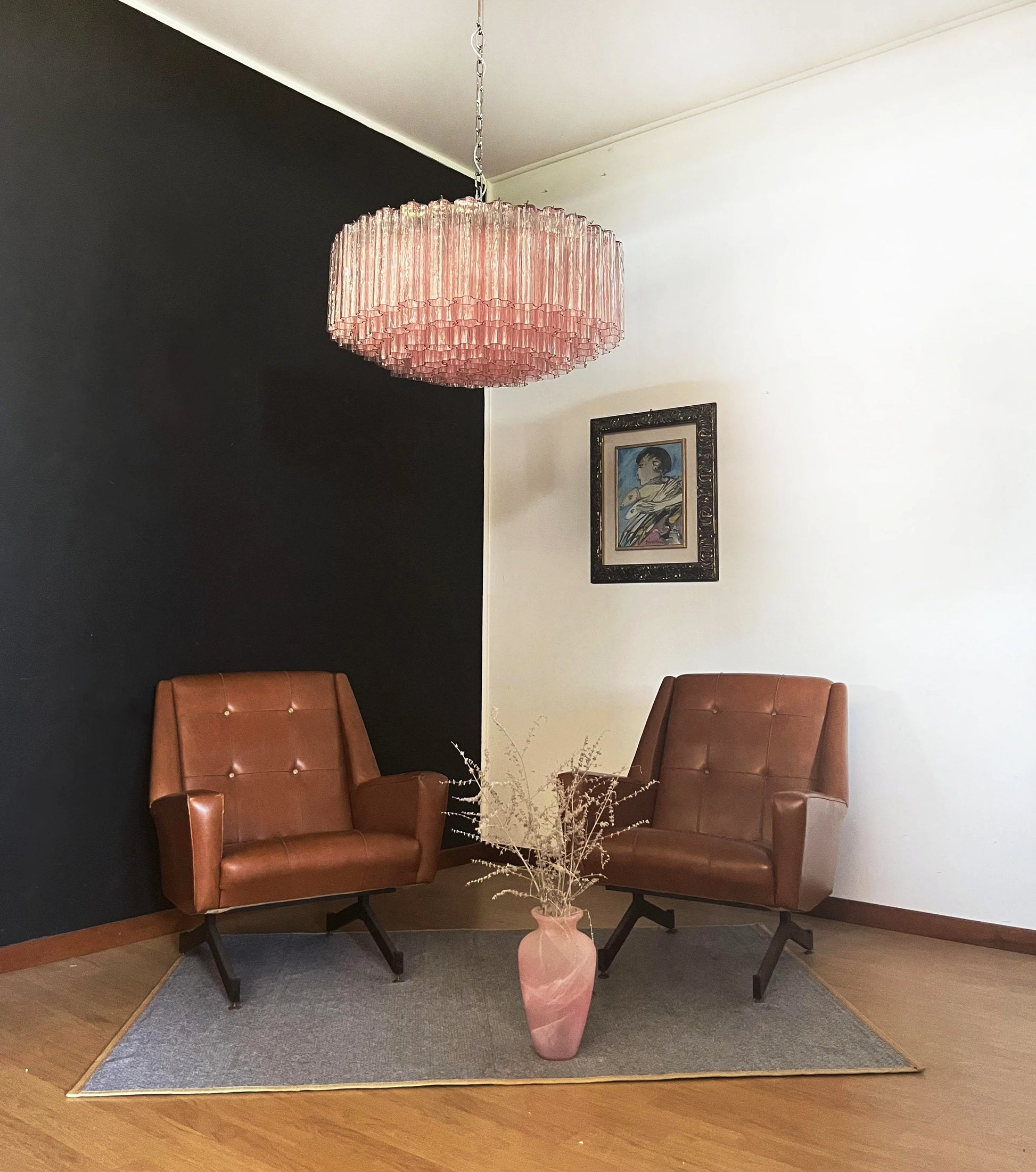 Murano Large Pink Glass Tube Chandelier - Nuvé