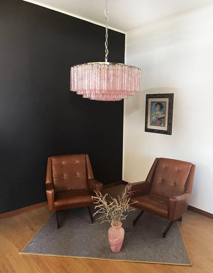 Murano Large Pink Glass Tube Chandelier - Nuvé