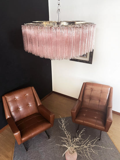 Murano Large Pink Glass Tube Chandelier - Nuvé