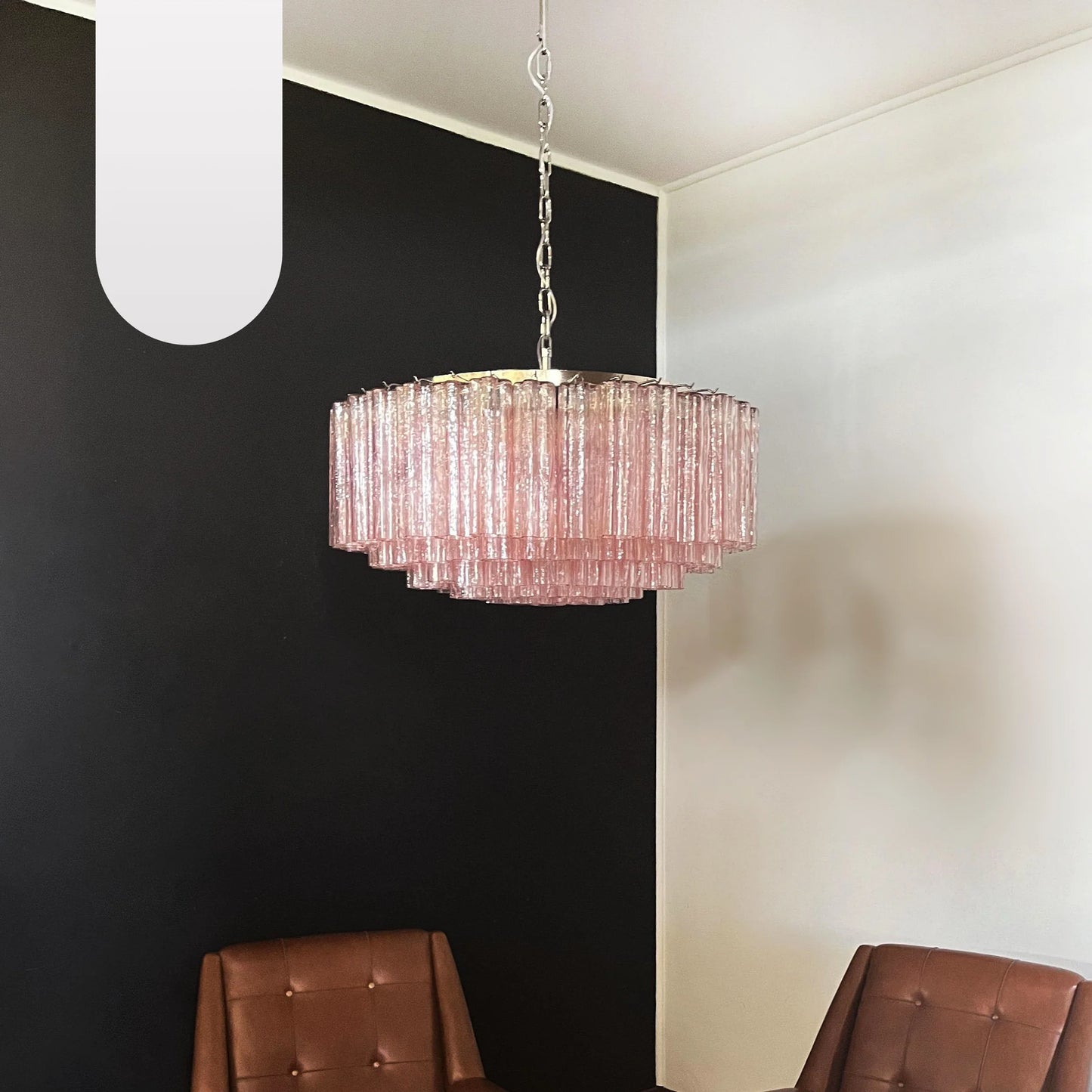 Murano Large Pink Glass Tube Chandelier - Nuvé