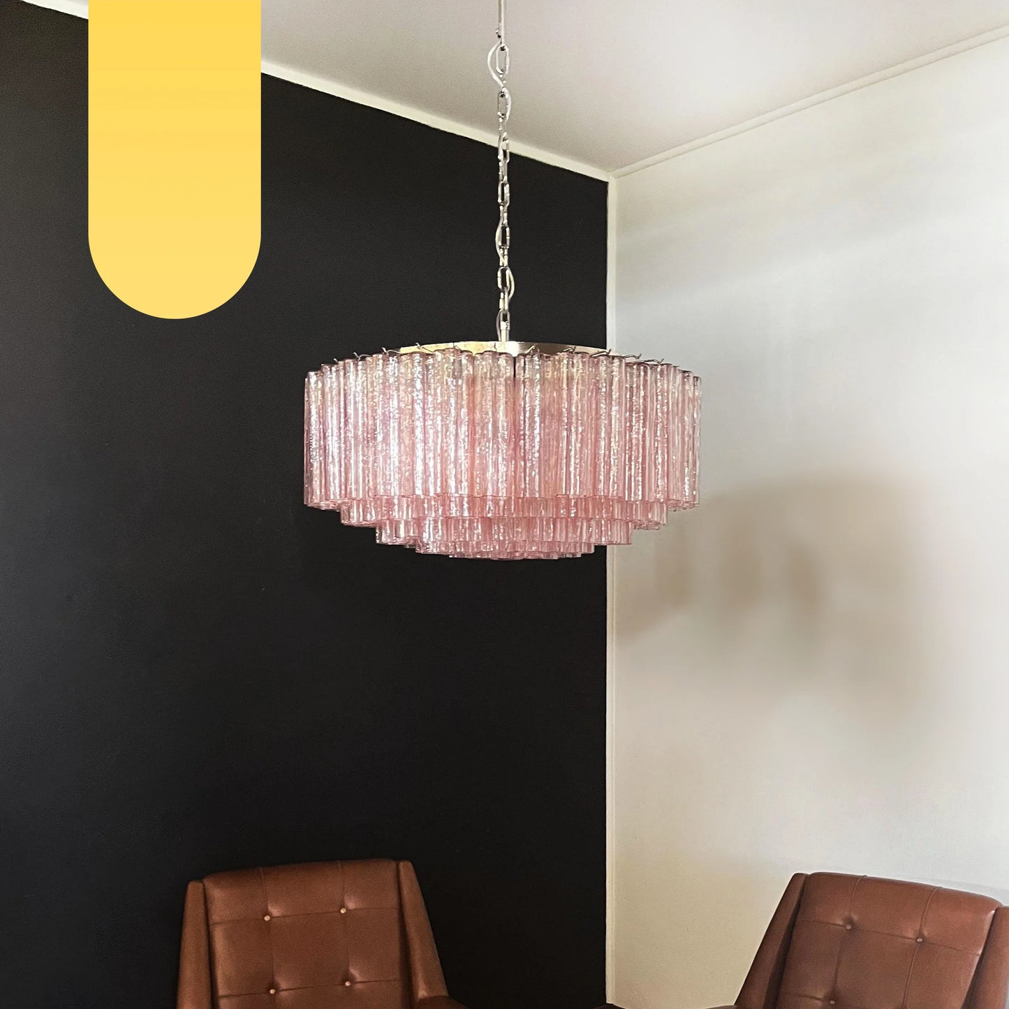 Murano Large Pink Glass Tube Chandelier - Nuvé